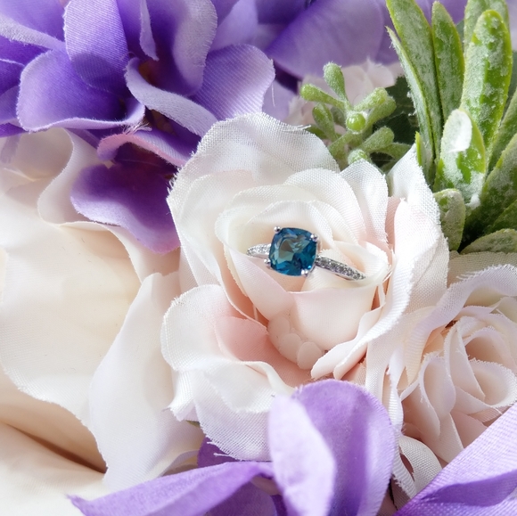 💎NEW💎 SILVER PEACOCK BLUE SAPPHIRE RING - Picture 4 of 13